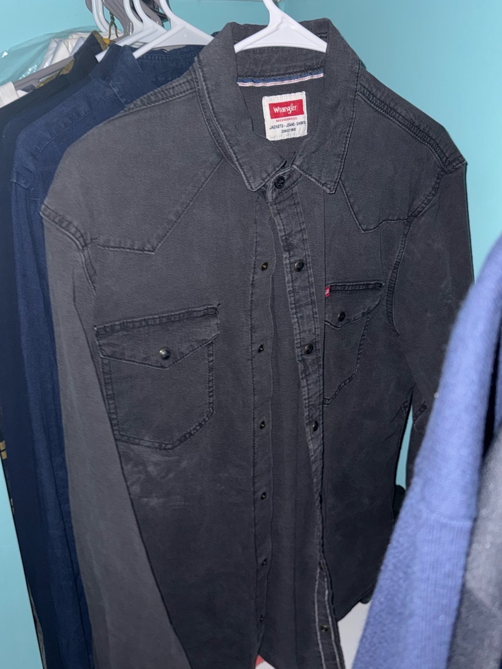 Wrangler Charcoal Black Western Snap Shirt